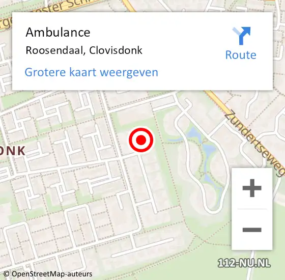 Locatie op kaart van de 112 melding: Ambulance Roosendaal, Clovisdonk op 3 augustus 2017 09:43