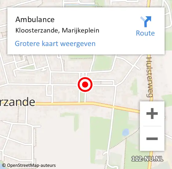 Locatie op kaart van de 112 melding: Ambulance Kloosterzande, Marijkeplein op 3 augustus 2017 09:45