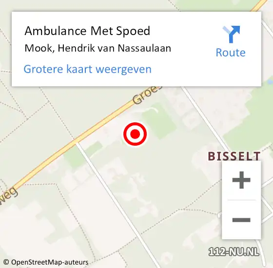 Locatie op kaart van de 112 melding: Ambulance Met Spoed Naar Mook, Hendrik van Nassaulaan op 3 augustus 2017 10:13