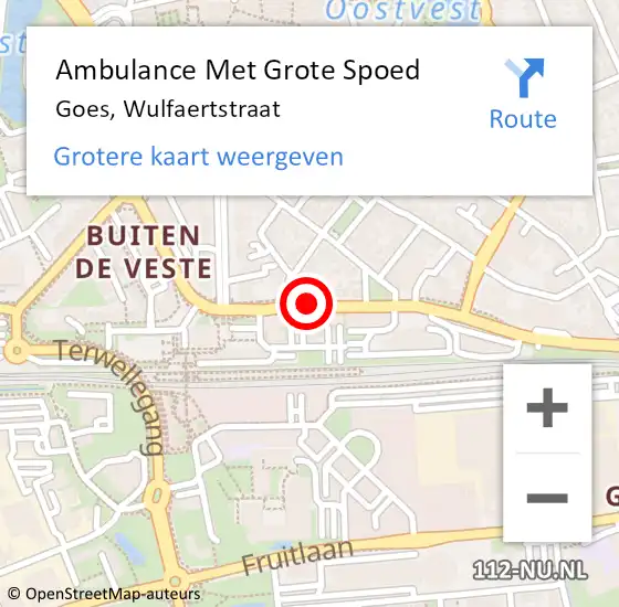 Locatie op kaart van de 112 melding: Ambulance Met Grote Spoed Naar Goes, Wulfaertstraat op 3 augustus 2017 12:28