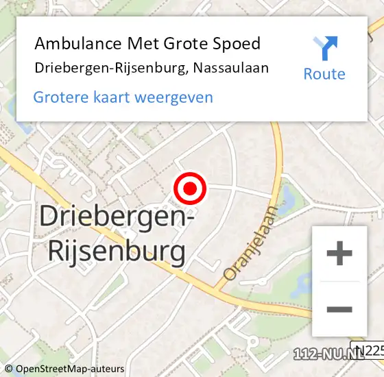 Locatie op kaart van de 112 melding: Ambulance Met Grote Spoed Naar Driebergen-Rijsenburg, Nassaulaan op 3 augustus 2017 13:01