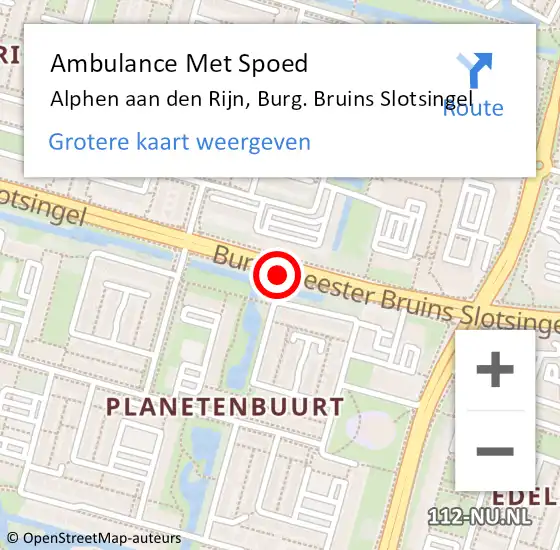 Locatie op kaart van de 112 melding: Ambulance Met Spoed Naar Alphen aan den Rijn, Burg. Bruins Slotsingel op 3 augustus 2017 13:08