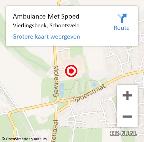 Locatie op kaart van de 112 melding: Ambulance Met Spoed Naar Vierlingsbeek, Schootsveld op 3 augustus 2017 13:19