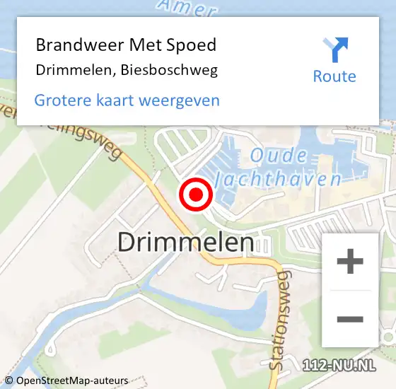 Locatie op kaart van de 112 melding: Brandweer Met Spoed Naar Drimmelen, Biesboschweg op 3 augustus 2017 13:51