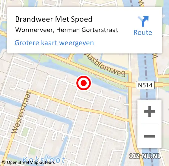 Locatie op kaart van de 112 melding: Brandweer Met Spoed Naar Wormerveer, Herman Gorterstraat op 3 augustus 2017 14:52