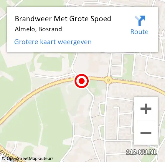 Locatie op kaart van de 112 melding: Brandweer Met Grote Spoed Naar Almelo, Bosrand op 3 augustus 2017 15:16