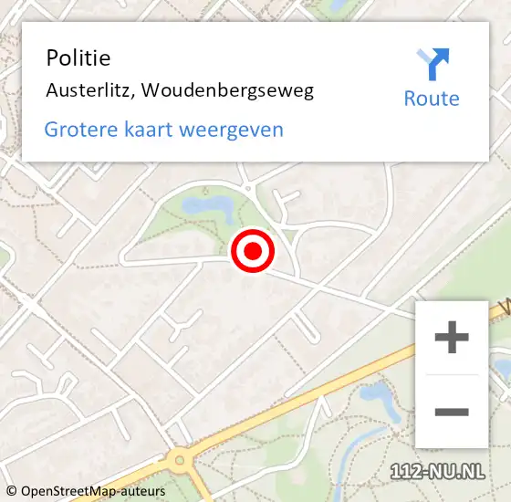 Locatie op kaart van de 112 melding: Politie Austerlitz, Woudenbergseweg op 3 augustus 2017 15:32