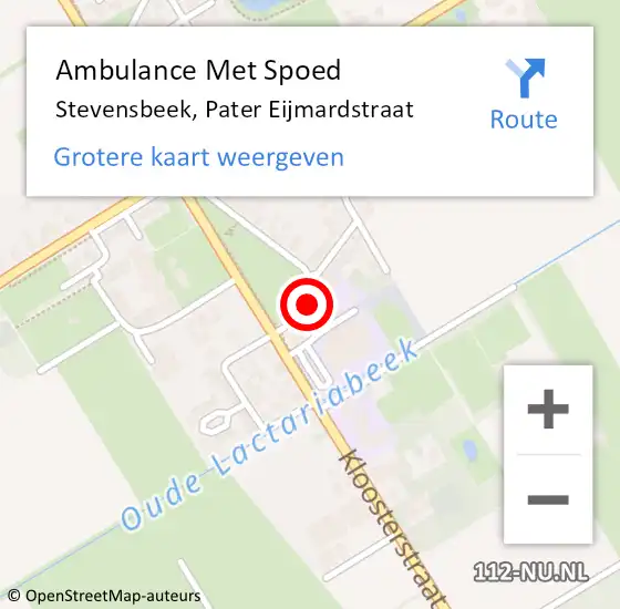 Locatie op kaart van de 112 melding: Ambulance Met Spoed Naar Stevensbeek, Pater Eijmardstraat op 3 augustus 2017 15:54