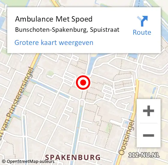 Locatie op kaart van de 112 melding: Ambulance Met Spoed Naar Bunschoten-Spakenburg, Spuistraat op 3 augustus 2017 16:08