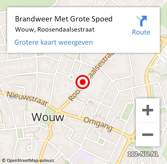 Locatie op kaart van de 112 melding: Brandweer Met Grote Spoed Naar Wouw, Roosendaalsestraat op 3 augustus 2017 16:09