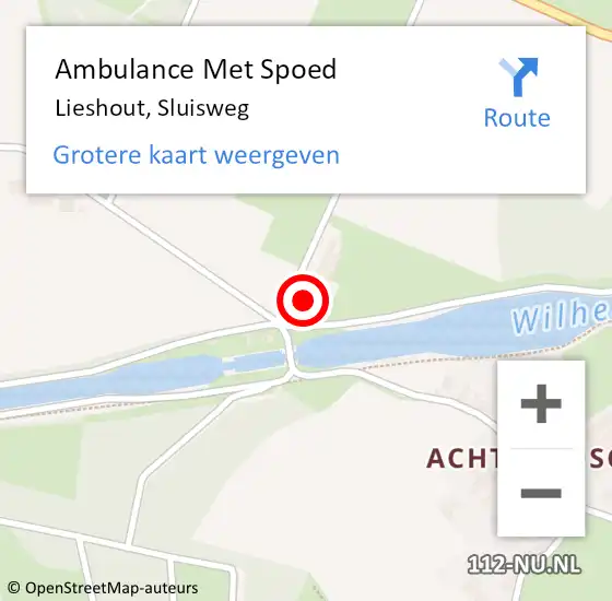 Locatie op kaart van de 112 melding: Ambulance Met Spoed Naar Lieshout, Sluisweg op 3 augustus 2017 16:17