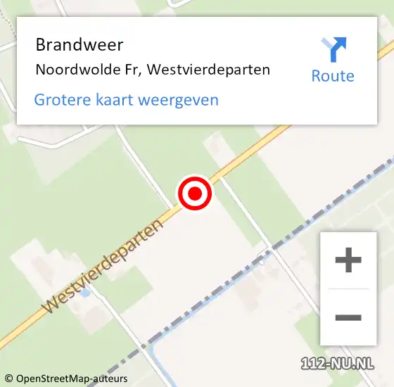 Locatie op kaart van de 112 melding: Brandweer Noordwolde Fr, Westvierdeparten op 3 augustus 2017 16:57