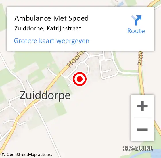 Locatie op kaart van de 112 melding: Ambulance Met Spoed Naar Zuiddorpe, Katrijnstraat op 3 augustus 2017 17:10