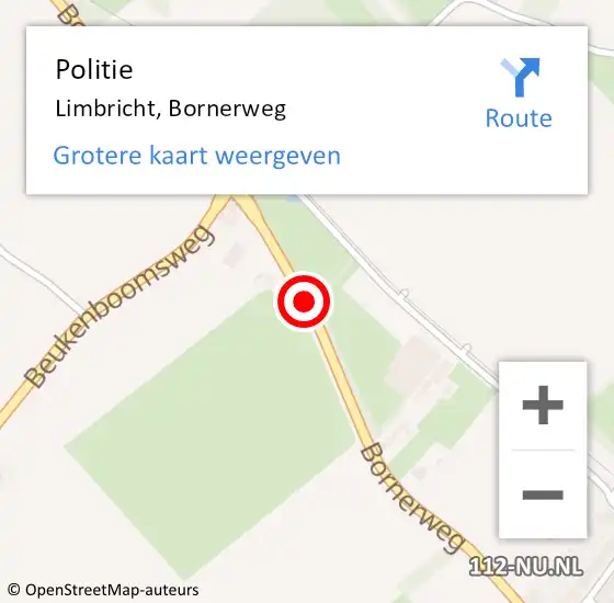 Locatie op kaart van de 112 melding: Politie Limbricht, Bornerweg op 3 augustus 2017 17:17