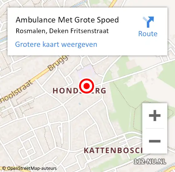 Locatie op kaart van de 112 melding: Ambulance Met Grote Spoed Naar Rosmalen, Deken Fritsenstraat op 3 augustus 2017 17:31