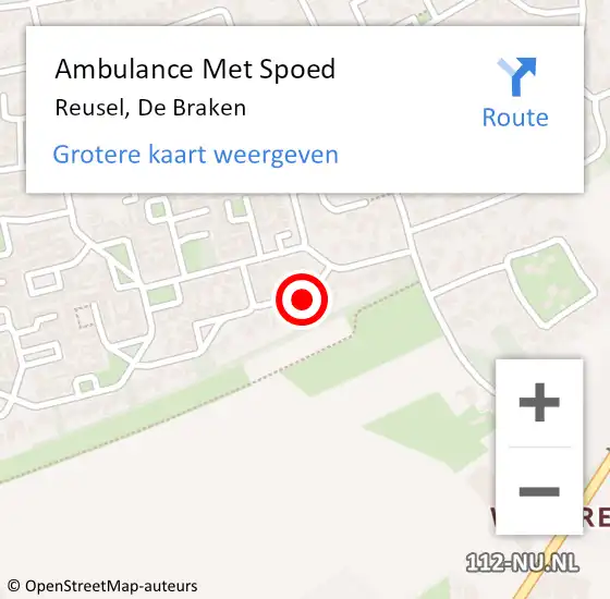 Locatie op kaart van de 112 melding: Ambulance Met Spoed Naar Reusel, De Braken op 3 augustus 2017 17:32