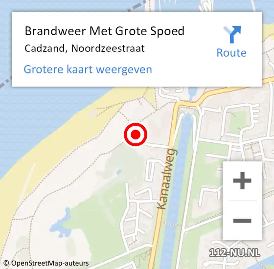 Locatie op kaart van de 112 melding: Brandweer Met Grote Spoed Naar Cadzand, Noordzeestraat op 3 augustus 2017 18:05