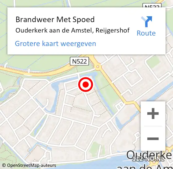 Locatie op kaart van de 112 melding: Brandweer Met Spoed Naar Ouderkerk aan de Amstel, Reijgershof op 3 augustus 2017 18:30