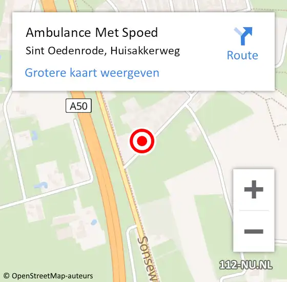 Locatie op kaart van de 112 melding: Ambulance Met Spoed Naar Sint Oedenrode, Huisakkerweg op 3 augustus 2017 18:31