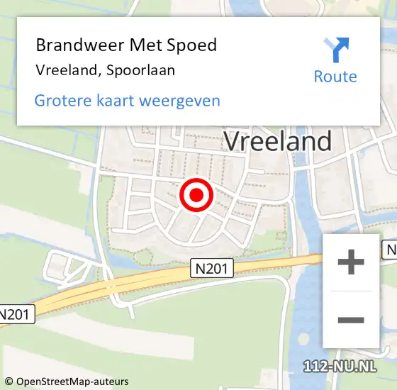 Locatie op kaart van de 112 melding: Brandweer Met Spoed Naar Vreeland, Spoorlaan op 3 augustus 2017 18:55