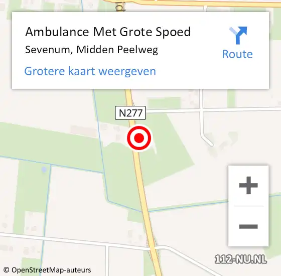 Locatie op kaart van de 112 melding: Ambulance Met Grote Spoed Naar Sevenum, Midden Peelweg op 3 augustus 2017 19:00