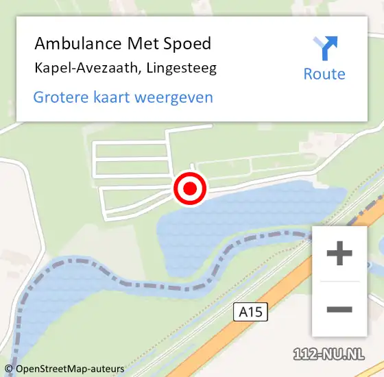 Locatie op kaart van de 112 melding: Ambulance Met Spoed Naar Kapel-Avezaath, Lingesteeg op 3 augustus 2017 19:04