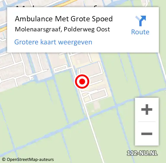 Locatie op kaart van de 112 melding: Ambulance Met Grote Spoed Naar Molenaarsgraaf, Polderweg Oost op 3 augustus 2017 19:43