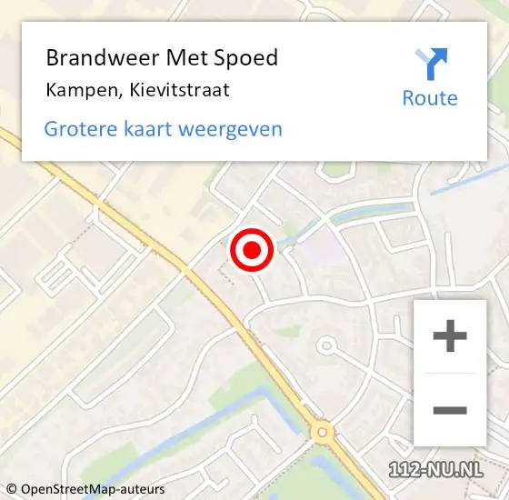 Locatie op kaart van de 112 melding: Brandweer Met Spoed Naar Kampen, Kievitstraat op 3 augustus 2017 20:01