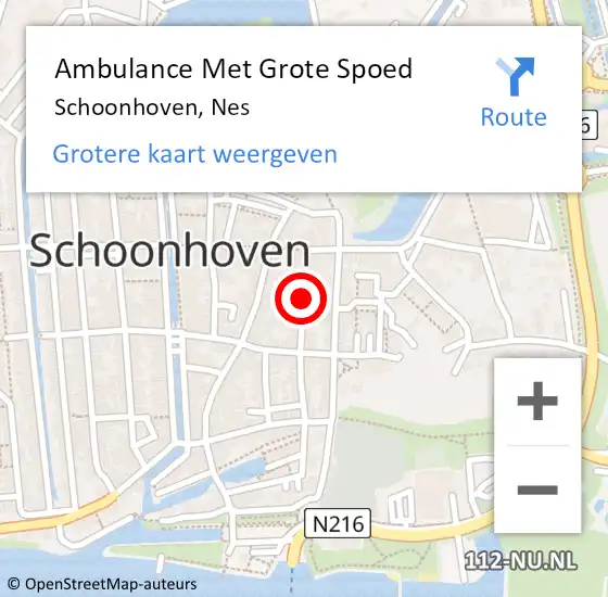 Locatie op kaart van de 112 melding: Ambulance Met Grote Spoed Naar Schoonhoven, Nes op 3 augustus 2017 20:19