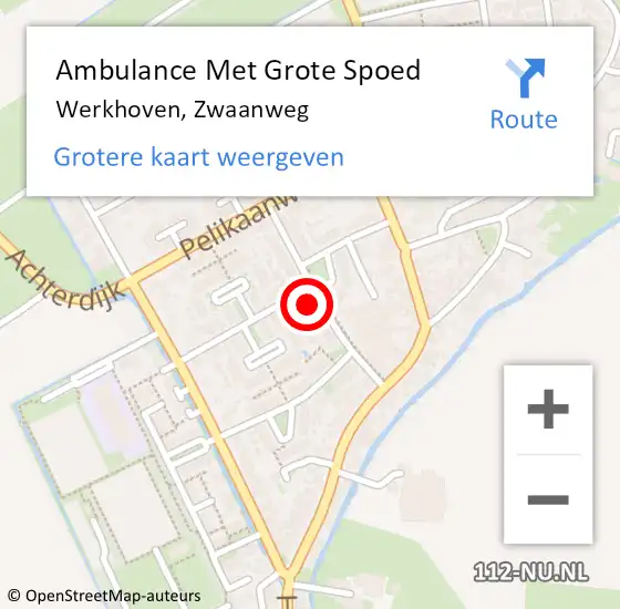 Locatie op kaart van de 112 melding: Ambulance Met Grote Spoed Naar Werkhoven, Zwaanweg op 3 augustus 2017 21:13