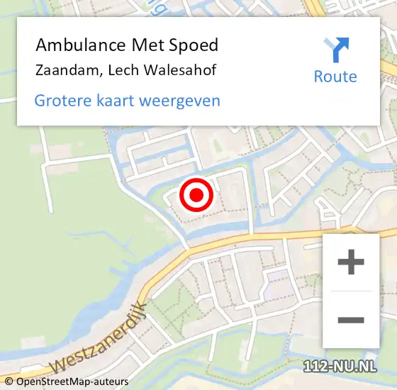 Locatie op kaart van de 112 melding: Ambulance Met Spoed Naar Zaandam, Lech Walesahof op 3 augustus 2017 21:14