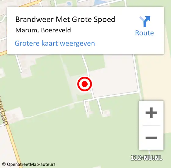 Locatie op kaart van de 112 melding: Brandweer Met Grote Spoed Naar Marum, Boereveld op 3 augustus 2017 21:46