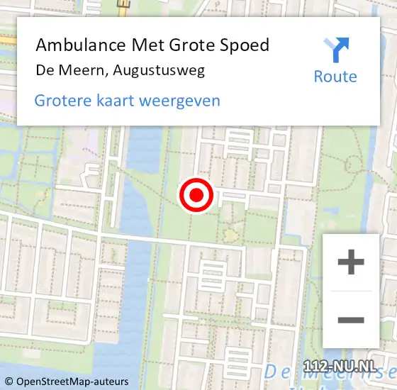 Locatie op kaart van de 112 melding: Ambulance Met Grote Spoed Naar De Meern, Augustusweg op 4 augustus 2017 05:54