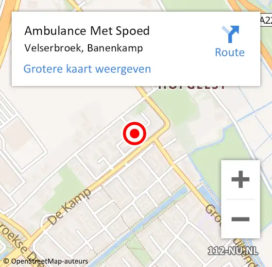 Locatie op kaart van de 112 melding: Ambulance Met Spoed Naar Velserbroek, Banenkamp op 4 augustus 2017 06:10