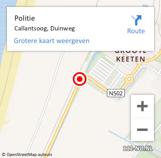 Locatie op kaart van de 112 melding: Politie Callantsoog, Duinweg op 4 augustus 2017 07:21