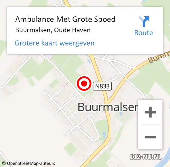 Locatie op kaart van de 112 melding: Ambulance Met Grote Spoed Naar Buurmalsen, Oude Haven op 4 augustus 2017 08:02