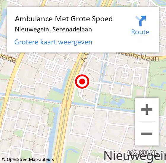 Locatie op kaart van de 112 melding: Ambulance Met Grote Spoed Naar Nieuwegein, Serenadelaan op 4 augustus 2017 08:06