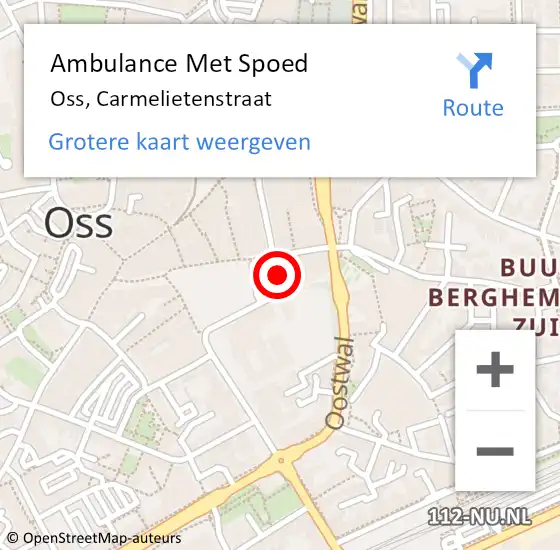 Locatie op kaart van de 112 melding: Ambulance Met Spoed Naar Oss, Carmelietenstraat op 4 augustus 2017 09:39