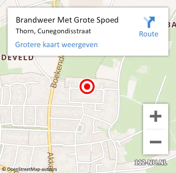 Locatie op kaart van de 112 melding: Brandweer Met Grote Spoed Naar Thorn, Cunegondisstraat op 4 augustus 2017 10:01