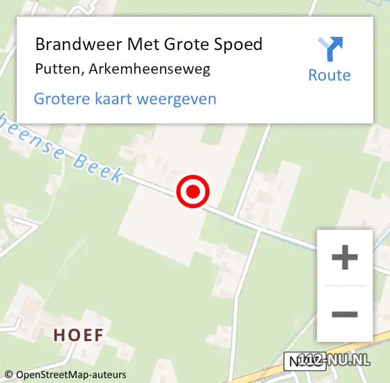 Locatie op kaart van de 112 melding: Brandweer Met Grote Spoed Naar Putten, Arkemheenseweg op 4 augustus 2017 10:36