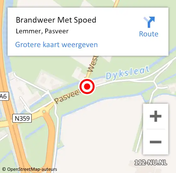 Locatie op kaart van de 112 melding: Brandweer Met Spoed Naar Lemmer, Pasveer op 4 augustus 2017 10:40