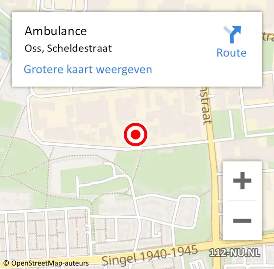 Locatie op kaart van de 112 melding: Ambulance Oss, Scheldestraat op 4 augustus 2017 11:36