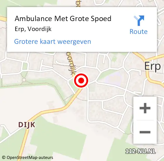 Locatie op kaart van de 112 melding: Ambulance Met Grote Spoed Naar Erp, Voordijk op 4 augustus 2017 11:41