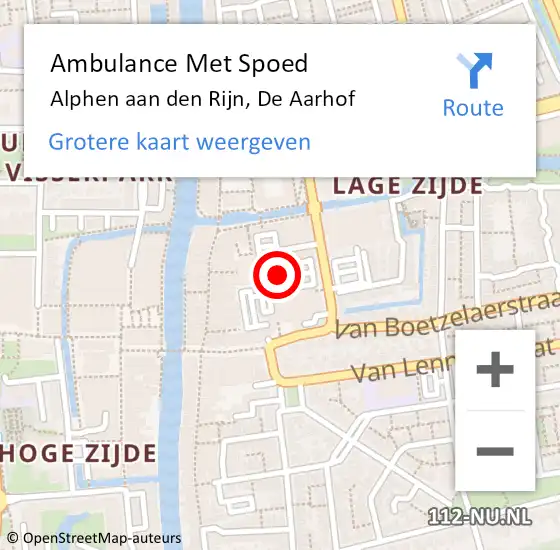 Locatie op kaart van de 112 melding: Ambulance Met Spoed Naar Alphen aan den Rijn, De Aarhof op 4 augustus 2017 11:54