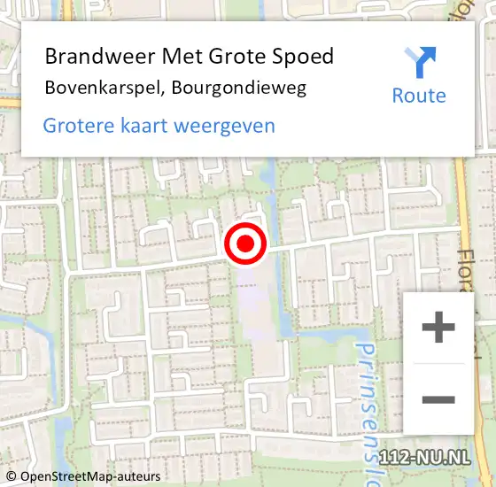 Locatie op kaart van de 112 melding: Brandweer Met Grote Spoed Naar Bovenkarspel, Bourgondieweg op 4 augustus 2017 11:58