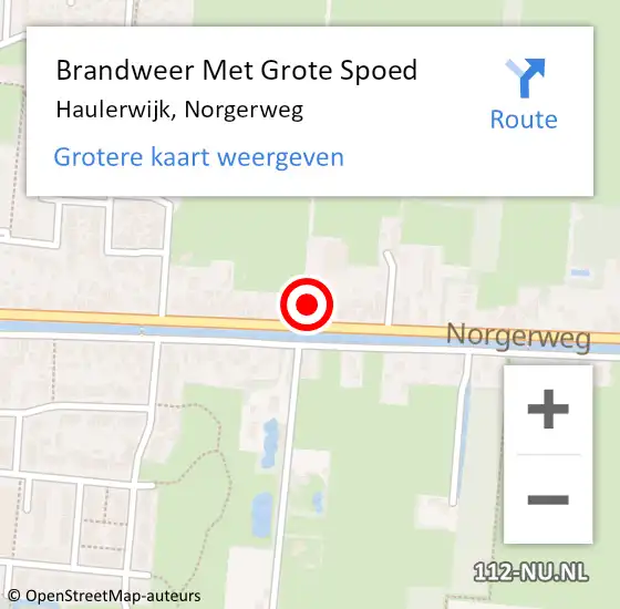 Locatie op kaart van de 112 melding: Brandweer Met Grote Spoed Naar Haulerwijk, Norgerweg op 4 augustus 2017 12:01