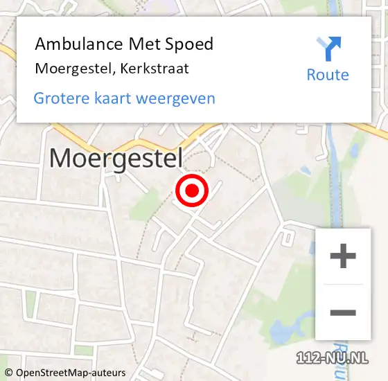 Locatie op kaart van de 112 melding: Ambulance Met Spoed Naar Moergestel, Kerkstraat op 4 augustus 2017 13:02