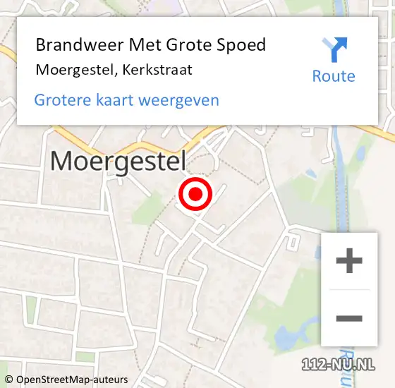 Locatie op kaart van de 112 melding: Brandweer Met Grote Spoed Naar Moergestel, Kerkstraat op 4 augustus 2017 13:04