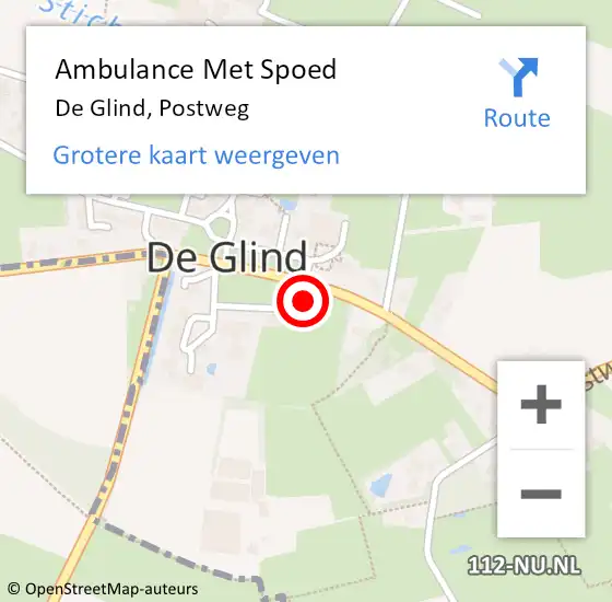 Locatie op kaart van de 112 melding: Ambulance Met Spoed Naar De Glind, Postweg op 4 augustus 2017 13:21