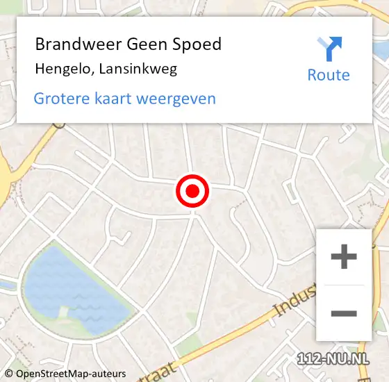 Locatie op kaart van de 112 melding: Brandweer Geen Spoed Naar Hengelo, Lansinkweg op 4 augustus 2017 14:10